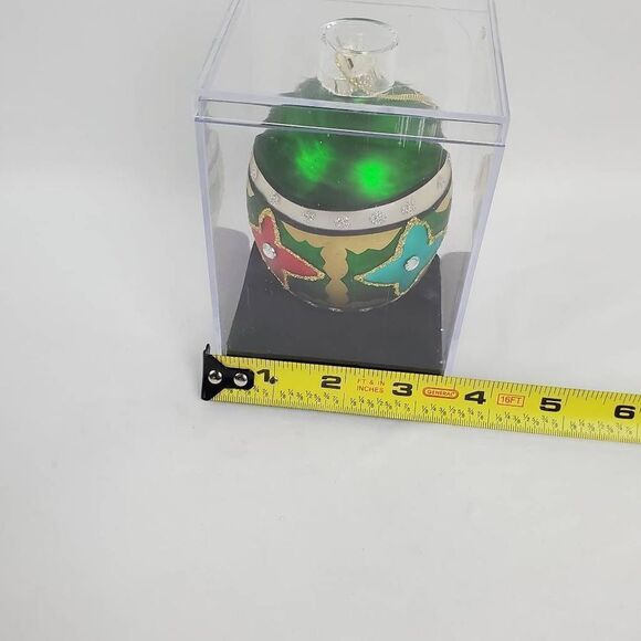 Green Ball Poinsettia 10mm Glass Christmas Ornament - Picture 4 of 4